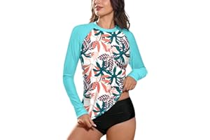 BesserBay Damen Surf Shirt Bademode Rash Guard UV Shirts Langarm Schwimmen Tankini UPF 50+ S-XXL