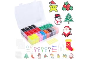 LALATOK 4800 Perline Fusibili Natalizie, Perline da Stirare 5 mm, Natale Perline a Fusione, Perline a Fusione Set, con Carta Stiro, Pegboard, Set Gioco Creativo Natalizio Fai da Te Regalo