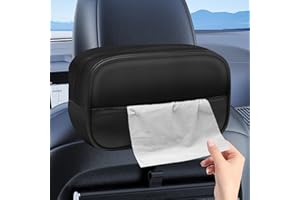 HINGTAI Large Car Tissue Holder, Kleenex Tissues Boxes Premium Pu Leather Car Accessories Interior Tissue Box Car Visor Tissue Holder, Suitable for Car Back Seat Tissue Holder in Car Napkin Holder(Black)