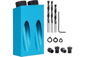 Knpwer 14 Pcs Gabarit de Trou de Poche Set,15° Gabarit de Percage Oblique,avec Adaptateur 6/8/10mm,Oblique Positionneur Outil de Localisation Pour Guide de Perçage d'Angle à Bois