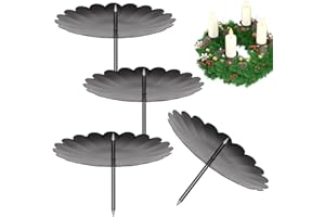 LanpoVista 4er Set Kerzenhalter für Adventskranz: 8cm Metall Blütenblattform Kerzenständer mit Edelstahl-Dorn | DIY Weihnachtsdeko & Adventskranz | Minimalistisch | Schwarz
