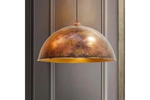 bamyum Suspension Luminaire en Metal de 50 cm, Plafonnier Vintage Peinte à la Main, Lustre Salon, Cuisine, Chambre, Salle à Manger, Couloir, Lampe Ronde E27, Suspension Luminaire, Ton Cuivré