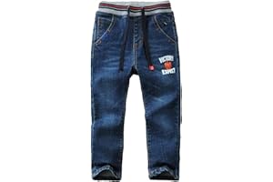 Happy Cherry Jeans per Bambini da 3 a 14 Anni con Tasche Elastico in Vita Pantaloni Lunghi Jeans Denim Stretch Ragazzo Primavera e Autunno