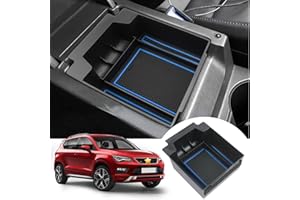 SHAOHAO Seat Ateca FR 2016 2017 2018 2019 2020 2021 2022 2023 Mittelkonsole Armlehne Aufbewahrungsbox Mittelarmlehne Organizer Tray, Multifunktionaler Handschuhfach Ateca (Blau)