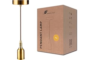 ‎GREENANDCO greenandco® lampa wisząca E27 kolor mosiądzu z 150cm kablem tekstylnym vintage 230V lampa retro