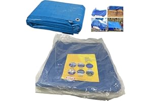 Blue Tarpaulin Multi Purpose Polythene Woven Heavy Duty Waterproof Plastic Sheet Tarp Sheet Cover UV Resistant Ground Sheet Waterproof Cover Tarp Ground Camping Sheet Tent HTUK (3.6m x 2.4m (12'x8'))