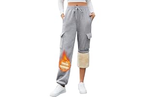 Lonya Pantalon Chandal Mujer Forro Polar Pantalones Invierno Cargo Deportivos Jogger Sherpa Termico Cálidos