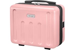 AnyZip Kosmetiktasche Handgepäck Hartschale PC ABS Make-up-Koffer Kann Oben am Gepäck aufgehängt Werden(Rosa,S)