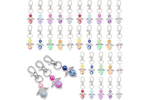 THESTRIVEN 30 Stück Perlenengel Anhänger Schutzengel Anhänger Schutzengel Schlüsselanhänger Engel Charme Perlenengel Anhänger Engel Flügel Charme Engel für DIY Hochzeit Schmuck Halskette Basteln Zufällige Farbe
