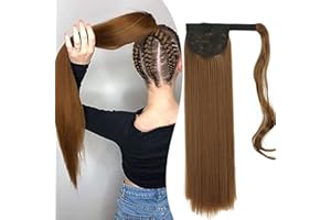 Inscca Extension Capelli Coda per Donna 6# Marrone Chiaro Posticci Diritto Ponytail Lunga Finta 22 pollici 60cm 100g for Black Women for Black Women
