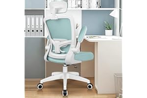 FelixKing Ergonomiczne krzesło biurowe, z regulowanym zagłówkiem, podłokietnikami, podparciem okolic lędźwiowych, krzesło biurowe z regulacją wysokości i funkcją przechylania, (jasnoniebieskie)