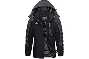 KEFITEVD Chaqueta Cálida de Invierno para Mujer al Aire Libre Abrigo Impermeable a Prueba de Viento Chaqueta de Esquí para Acampar con Capucha Desmontable