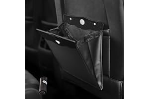 WOOWAIR Magnetische Auto-Mülleimer, Hochwertiges Wasserdichter PU-Leder Auto-Mülleimer, Auto-Rücksitz Fahrzeugmüllbehälter, Mehrzweck Hängend Auto-Mülltüten für Auto/SUV/Truck, Küche, Büro-Schwarz-keine LED