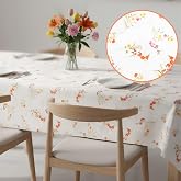 Baskılı Yıkanabilir 140 x 200 cm Masa &Ouml;rt&uuml;s&uuml; Mutfak Bah&ccedil;e Piknik Masa &Ouml;rt&uuml;s&uuml; I Kırmızı Ağırlıklı &Ccedil;i&ccedil;ek Desenli