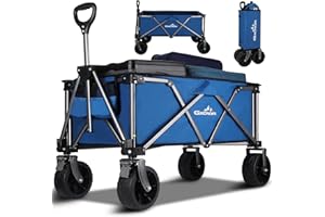 GXCROR Beach Trolley Cart With Big Wheels - Folding 100kg Capacity Wagon on Wheels for Festival, Fishing, Camping, Garden, and Picnic