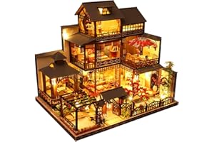 CUTEBEE Dollhouse Miniature with Furniture, DIY Wooden Dollhouse Kit Plus Dust Proof and Music Movement, 1:24 Scale Creative Room Idea(Elegant Villas)