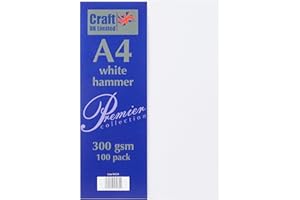 Craft UK W121 A4 Hammered Card, White, Pack of 100 sheets