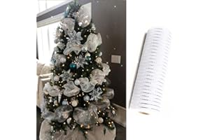 ZAYMDO Christmas Ribbon, 9.4m Metallic Deco Mesh Ribbons for Wreath Christmas Tree, Metallic Foil Mesh Fabric Xmas Ribbon for DIY Party Wrapping Craft