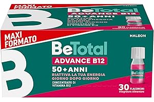 BETOTAL Be-Total Advance B12 Integratore Alimentare con Vitamina B12, Niacina e Zinco, Supporto per l'Energia Fisica e Mentale, Adulti dopo i 50 anni, Senza Glutine e Senza Lattosio,30 flaconi