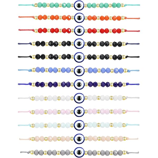 ADRAMATA - Set Di 12 Braccialetti Portafortuna Malocchio, Regolabili, Con Cordino Rosso E Nodo, Gioielli Hamsa Per Donna E Uomo