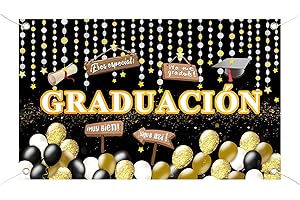 BETESSIN Banner Graduación Español Cartel Graduación Bandera Decoración en Español 110 * 180cm para Felicitación Fondo Fotográfico Photocall Fiesta Graduación