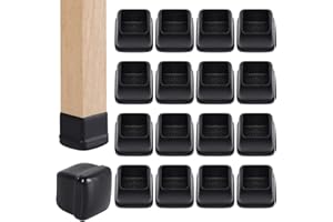 Ezprotekt 16 PCS Chair Leg Cups for Carpet, 1.25 inch Chair Cups Furniture Sliders & Thermo-Plastic-Elastomer Combination of Leg Protector, Smoothly Slide on Carpet No Scratches Square