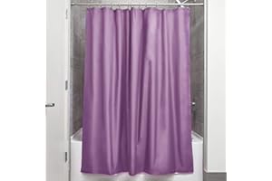 iDesign Poly SC/Liner Cortina de baño de tela, Cortina impermeable con dobladillo reforzado, Cortina de ducha lavable a máquina, 183,0 cm x 183,0 cm, Poliéster lila