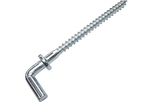 Aerzetix - Set di 10 Ganci avvitabili a forma di L per legno con rondella - Ø4.4x69mm - in acciaio zincato - per fissaggio a soffitto e parete - C48203