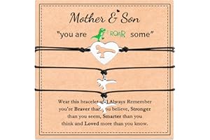 MANVEN 2/3pcs Mother Son Bracelet Dinosaur Bracelets Mother Son Gifts Mommy and Me Back to School Birthday Gradution First Day of School Christmas for Teenage Boys