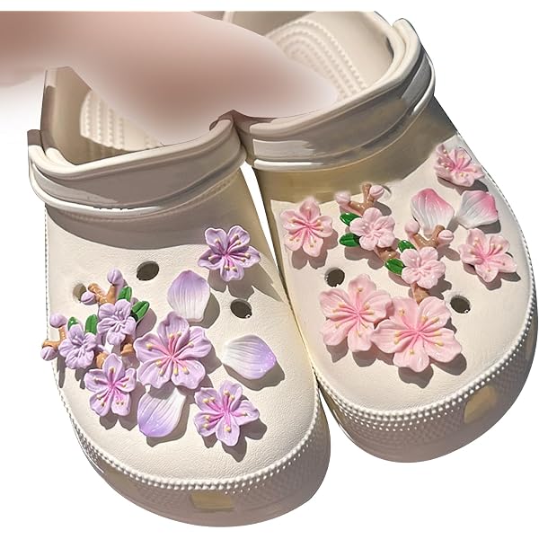 Set 12 Charms Fiori Sakura Per Scarpe - Clip Decorativi Per Zoccoli Bambine, Ragazze, DIY