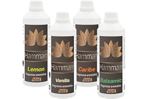 IDRO BATH Kit Assortito di Fragranze Aromatiche e Concentrate per Bagno Turco e HAMMAM (Balsamic, Caribe, Lemon E Vanilla) - 4pz. 500ml cad.