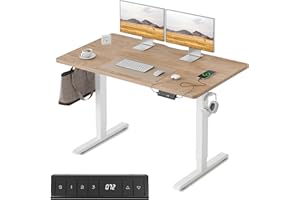 ‎FEZIBO FEZIBO Höhenverstellbarer Schreibtisch mit USB-A und USB-C-Ladeanschlüssen, 100 x 60 cm Steh-Sitz Tisch, Schreibtisch Höhenverstellbar Elektrisch, Ergonomischer Computertisch Homeoffice, Eiche