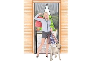 JIANJIAO mosquitera puerta magnetica,85x200cm Puerta de Malla Corredera cortina para del Balcón Corredor Contrapuertas con Anti Mosquito Insecto Se Cierra Automáticamente-Negro