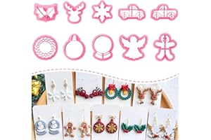 Keoker Weihnachten Clay Cutters, Weihnachten Polymer Clay Cutter für Ohrringe Herstellung, 10 Formen Weihnachten Ton Ohrringe Cutters, Rentier Ton Cutter (Ohrringe Ton Cutter 1)