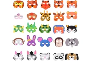 FUNVCE Animal Masks for Kids, 25 Pcs Eva Foam Party Masks Party Supplies, Bulk Costume Mask Party Bag Fillers for Jungle Theme Party, Birthday Parties, Dress-Up School Plays
