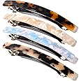 FSMILING long Skinny Barrettes Hair Clips Large Automatic Hair Barrettes Clips Tortoise Shell Hair Slides For Women Girls,4 Packs
