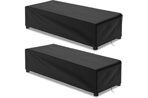 Bonna Lot de 2 housses de protection pour chaise longue de jardin - Imperméables, coupe-vent, indéchirables, charge lourde 500D - En tissu Oxford - 200 x 68 x 30 cm - Noir
