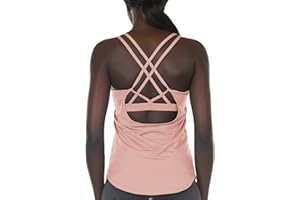 icyzone Canotta Sportiva Donna con Reggiseno,2 in 1 Senza Schienale con Imbottiture Rimovibili Canotte per Yoga Pilate Fitness