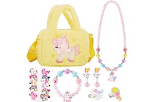 VGMANNTA Unicorno Bambina Regalo Borsetta Bambina Gioielli Bambina Unicorn Bracciale Orecchini Anelli Collana Set Accessori per Capelli Mollette per Capelli Regalo Bambina 4-8 anni Giochi Bambina-G