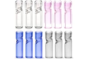 AOMI Punte riutilizzabili in vetro per filtro sigarette, confezione da 12 bocchini rotondi in 4 colori per sigarette fai da te, facili da pulire, rosa, grigio, trasparente, ogni colore, 3 pezzi da 8 mm x