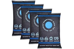 HEUIOP 4 Pack 200g Car Dehumidifier Bags, Car Moisture Absorber, Reusable Humidity Bag, 100% Leakproof for Windscreens & Interior to Prevent Damp Condensation Mould & Odour