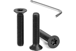 Tunejoy Vis à Tête Fraisée Torx M6 x 30 mm Noir Vis à Six Pans Creux en Acier Inoxydable A2 V2A à Tête Fraisée Métaux avec Clé T30 Filetage Complet 30 Pièces