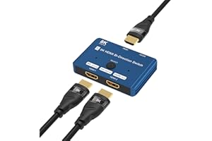CABLEDECONN Splitter bidirezionale HDMI 2.1 8K 8K @ 60Hz 4K @ 120Hz 1440p @ 165Hz 1080P @ 240Hz 1" 2out 2" 1out alta velocità 48Gbps eARC convertitore compatibile con Xbox X PS5 blu