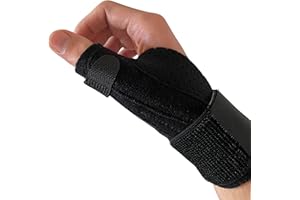 DALLAR Attelle de Pouce Réglable pour les Deux Mains - Orthèse Stabilisée avec 2 Renforts Métalliques - Idéale pour la Rhizarthrose, la Ténosynovite de De Quervain, l'Arthrite ou les Entorses