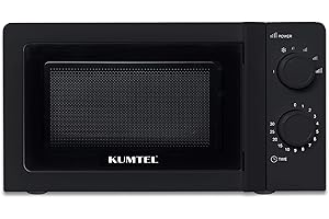 ‎KUMTEL KUMTEL Mikrowelle / 20 Liter / 700 Watt / 6 Leistungsstufen/Glasdrehteller (Ø 24,5 cm) / Zeitgesteuertes Auftaufunktion/Leicht zu Reinigender Innerer Garraum/Schwarz
