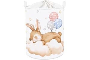 Clastyle Panier Rangement Bébé Animaux Endormis Corbeilles à Linge Sale Garçons Filles pour Vêtements Boite de Rangement Jouets pour Salle de Bain Chambre à Coucher,Lapin,36 * 45 cm