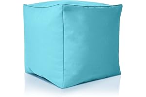 Green Bean Sitzsack-Hocker 40x40x40cm mit EPS-Perlen Füllung - Fußhocker Fußkissen Sitz-Pouf für Sitzsäcke - Bodenkissen für Kinder und Erwachsene - Fußablage Sitzkissen Sitzhocker Aquamarin