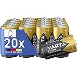 VARTA Power on Demand C Baby Batteries - 20 Pack Storage Bins - for Mobile End Users - e.g. for Computer Accessories, Smart H
