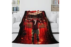 REIPOL Ronaldo Plüsch Decke - Kinder Jugendliche Erwachsene - Fußball Flanell Decke Für Sofa Bett Stuhl Büro Reisen Camping Dekor - Weihnachten Geburtstag Hochzeit Geschenk Idee(150x200cm)