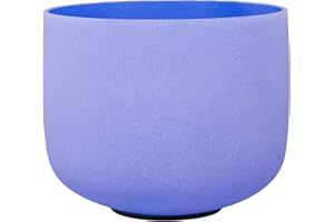 ENERGYSOUND 432 Hz Perfect Pitch G Throat Chakra 4th Octave Blue Colored Frosted Quartz Crystal Singing Bowl 8 inch (20 cm)